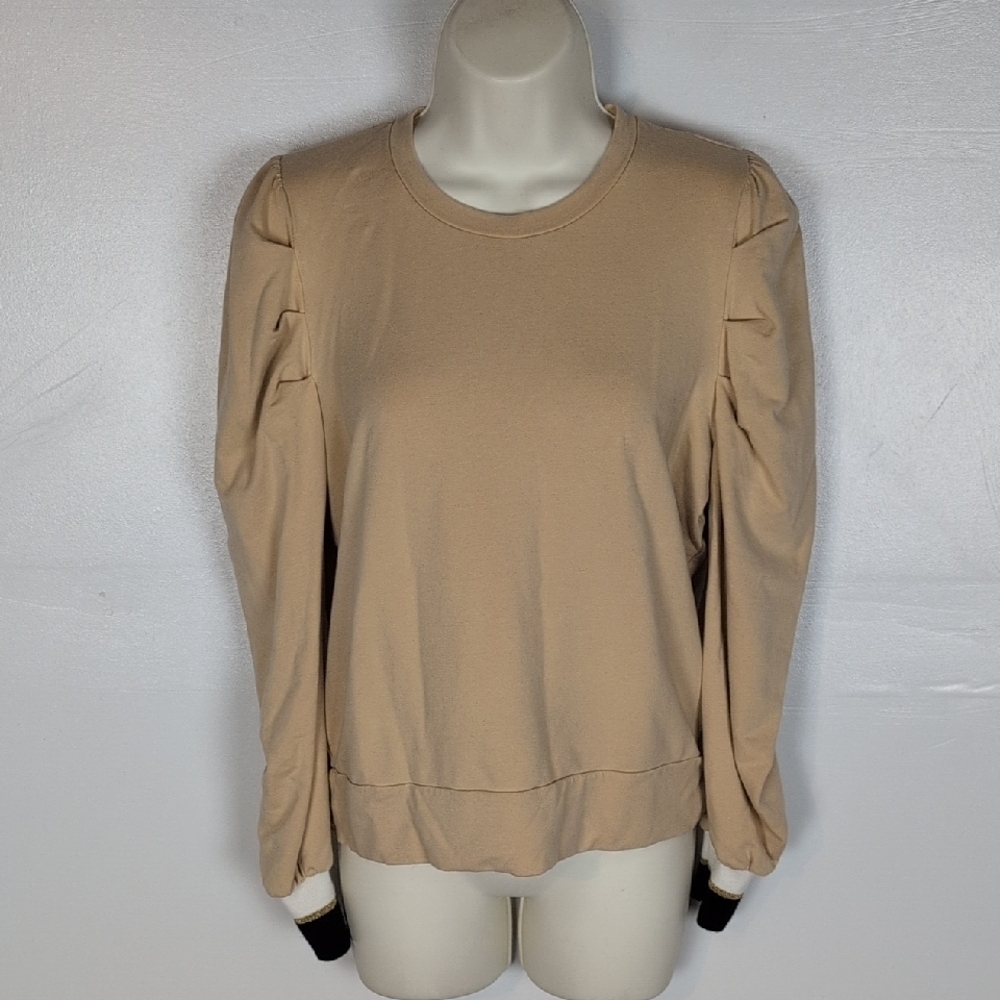 Emily McCarthy Puff Sleeve Contrast Cuff Sweater